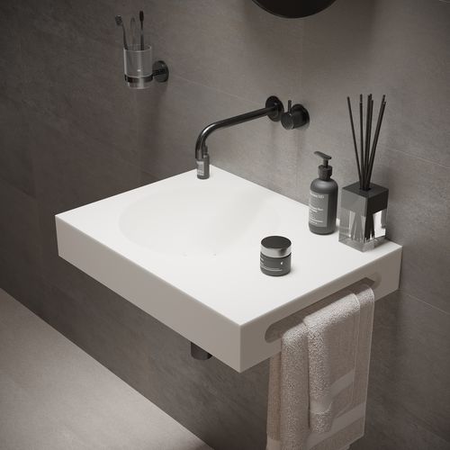 Lavabo sospeso - 280285 SOLIDNEXT - IDEAVIT B.V - in Solid Surface / con piano integrato / con portasalviette integrato