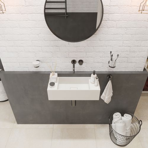 Lavabo sospeso - 290280 SOLIDBLISS-55 WM - IDEAVIT B.V - in Solid Surface / rettangolare / senza foro
