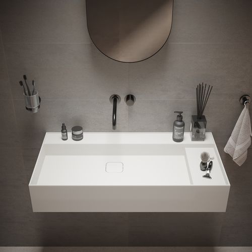 Lavabo sospeso - 290282 SOLIDBLISS-90 WM - IDEAVIT B.V - in Solid Surface / rettangolare / senza foro