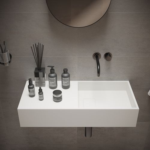 Lavabo sospeso - 280174 SOLIDPLAN-75 - IDEAVIT B.V - in Solid Surface / con piano integrato / rettangolare