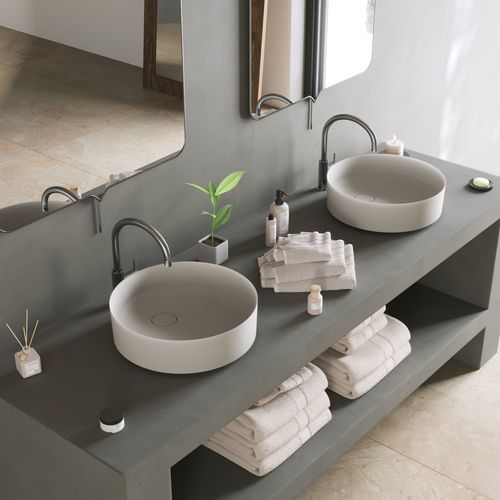 Lavabo da appoggio - 290278 SOLIDFLOAT-40 - IDEAVIT B.V - in Solid Surface / rotondo / senza foro