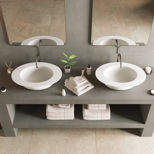 Lavabo da appoggio - 290225 SOLIDCAP 2.0 - IDEAVIT B.V - in Solid Surface / rotondo / senza foro