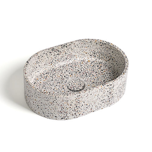 Lavabo autoportante - 290291-Ε5 IDEA.ROCK-Ε5 - IDEAVIT B.V - in terrazzo / ovale / senza foro