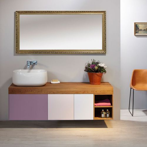 Mobile lavabo sospeso - NEXT - LE BON spol.s.r.o. - in legno massiccio / classico / con specchio