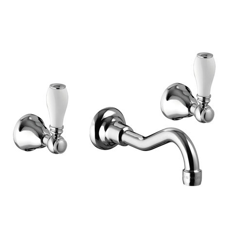 Miscelatore doppio comando per lavabo - PORTER: 553060 - PALAZZANI.EU Srl - da parete / in metallo cromato / da bagno