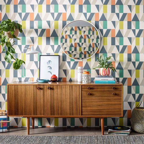 Carta da parati contemporanea - NUEVO - Scion - con motivi geometrici / patchwork / aspetto tessuto