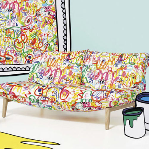 Tessuto da tappezzeria - RAINBOW SCRAWL - Kirkby Design - per tende / a motivi / in cotone