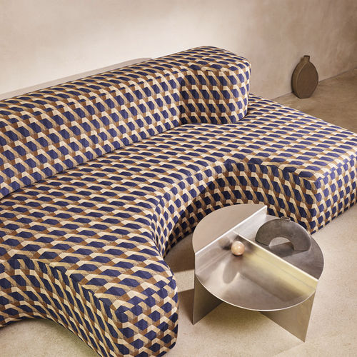 Tessuto da tappezzeria - GRAPHIC NATURE : STEP FR  - Kirkby Design - con motivi geometrici / in cotone / in lana