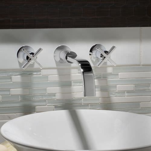 Miscelatore doppio comando per lavabo - BERWICK - AMERICAN STANDARDS - da parete / in metallo cromato / da bagno