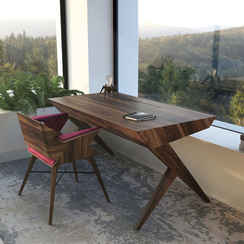 Scrittoio contemporaneo - LOCUST  - AROUNDtheTREE Design - in legno massiccio / in sucupira / 4 cassetti