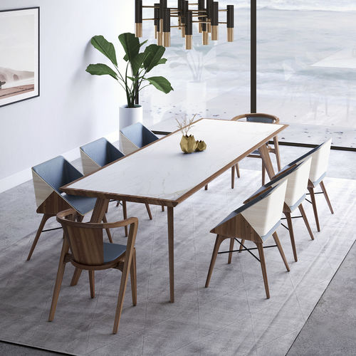 Tavolo da pranzo contemporaneo - ROLY-POLY - AROUNDtheTREE Design - in marmo / con supporto in legno massiccio / con supporto in frassino