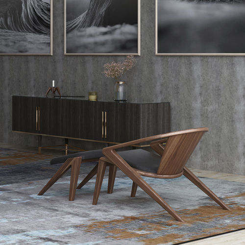 Poltrona contemporanea - P.R. LOUNGE - AROUNDtheTREE Design - in tessuto / in pelle / in frassino