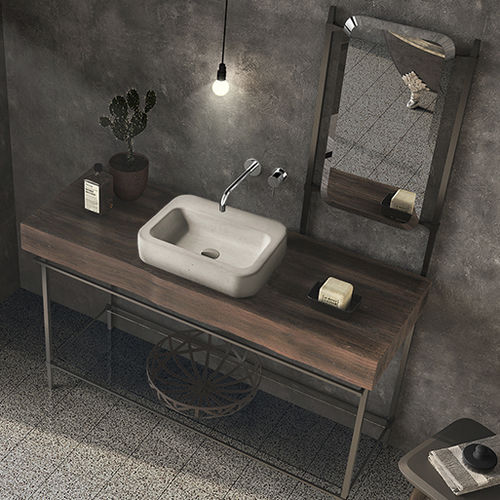 Lavabo da appoggio - A Cimenteira do Louro - in calcestruzzo / rettangolare / senza foro