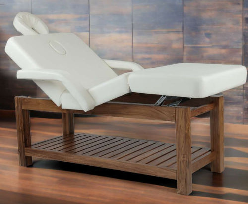 Lettino per massaggi elettrico - FLEXY 1 - STAR WELLNESS - in legno / con contenitore / ad altezza regolabile