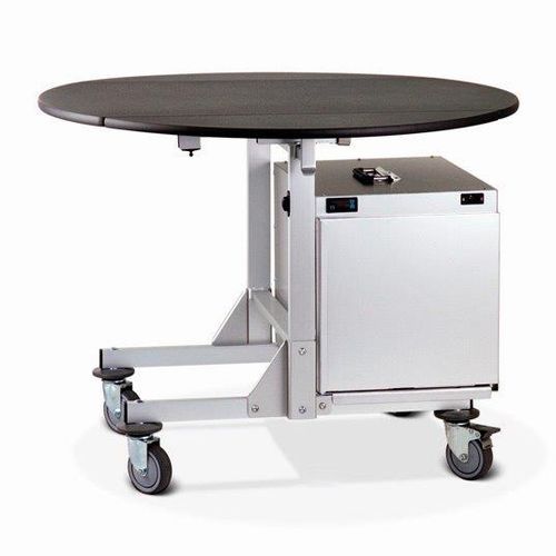 Tavolo contemporaneo - ROOM SERVICE - Mercura Industries - in acciaio inossidabile / con supporto in metallo / rotondo