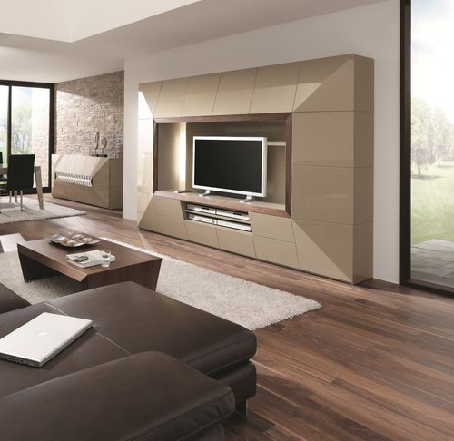 Parete attrezzata TV contemporaneo - PRISMA AMB.P1 - ARC - in legno laccato