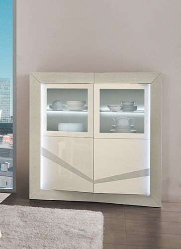 Credenza con alzata contemporanea - AMELIE AMB.AM5 - ARC - in vetro / in legno