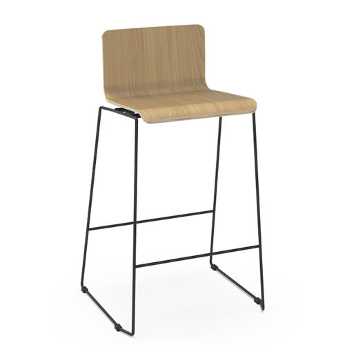 Sgabello contemporaneo - SBA - Nautilus SA - in pelle / in tessuto / in faggio