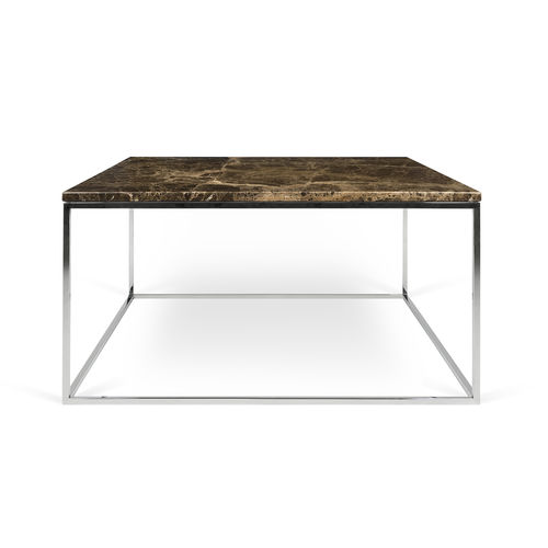 Tavolino basso contemporaneo - GLEAM 75 - TEMAHOME - in acciaio cromato / in marmo / quadrato