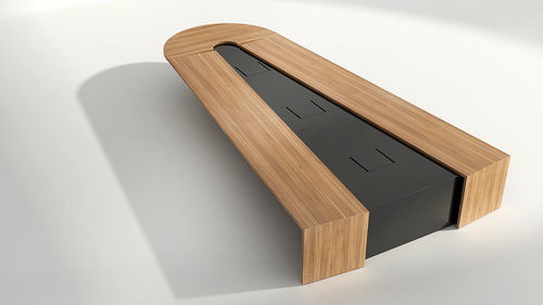 Tavolo da riunione contemporaneo - ROM - Iduna S.A. - in legno / con supporto in legno / con presa di corrente integrata
