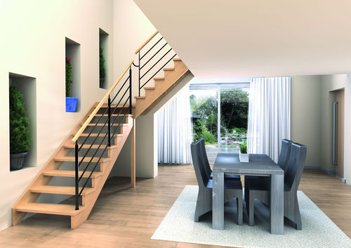 Scala dritta - ALLIAGE - RIAUX ESCALIERS - con gradini in legno / con struttura in legno / contemporanea
