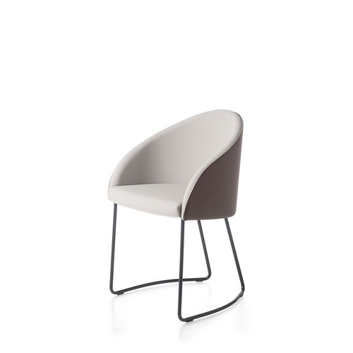 Sedia visitatore contemporanea - KAMEO - KASTEL srl - da interno / in pelle / con supporto in acciaio cromato