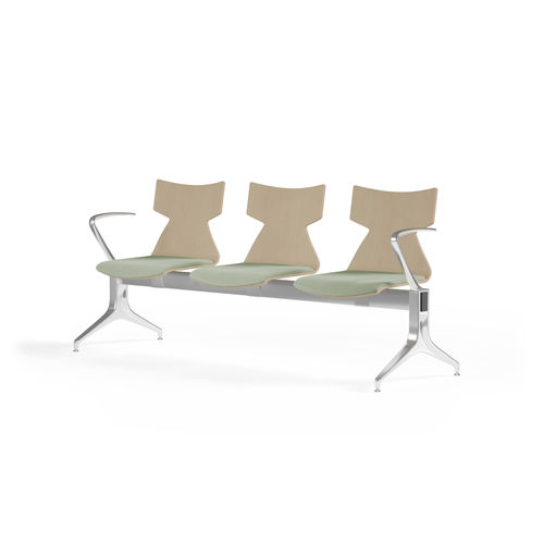 Seduta su barra in metallo - KIMBOX WOOD BENCH - KASTEL srl - in tessuto / in legno / 3 posti