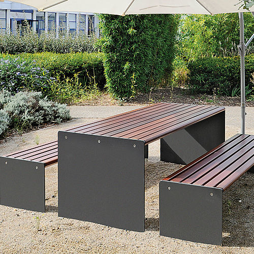 Tavolo da picnic contemporaneo - TALUS - Gem. Westeifel Werke GmbH - in legno di latifoglie / con supporto in acciaio galvanizzato / con supporto in acciaio termolaccato