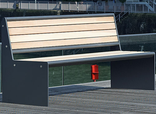 Panca per spazi pubblici contemporanea - TALUS - Gem. Westeifel Werke GmbH - in legno di latifoglie / in acciaio galvanizzato / in acciaio con rivestimento a polvere