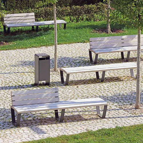 Panca per spazi pubblici contemporanea - Cado levis - Gem. Westeifel Werke GmbH - in acciaio galvanizzato / in legno di latifoglie / con schienale