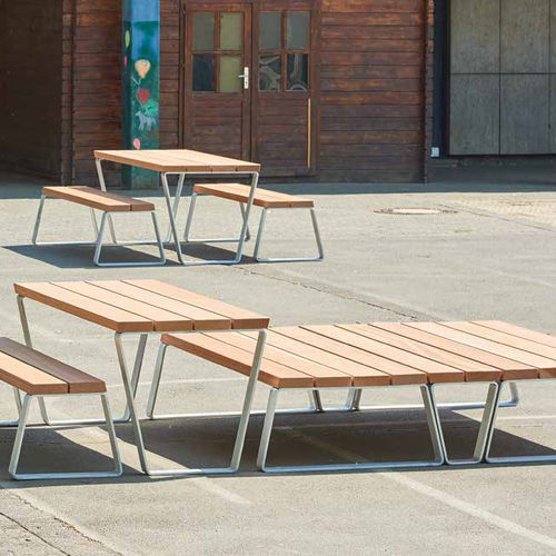 Set tavolo e panca contemporaneo - Campus levis  - Gem. Westeifel Werke GmbH - in acciaio galvanizzato / in legno di latifoglie / in acciaio con rivestimento a polvere