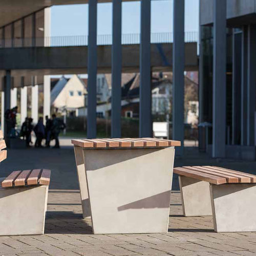 Tavolo da picnic contemporaneo - Prüm 2.0 - Gem. Westeifel Werke GmbH - in legno di latifoglie / con supporto in calcestruzzo / rettangolare