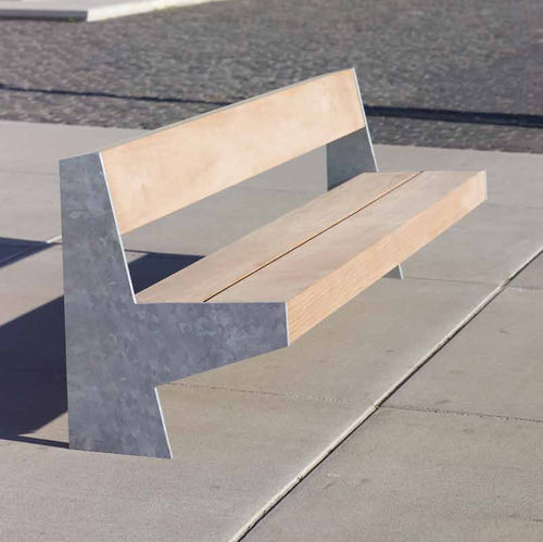 Panca per spazi pubblici contemporanea - Versio Juno - Gem. Westeifel Werke GmbH - in acciaio galvanizzato / in legno di latifoglie / con schienale