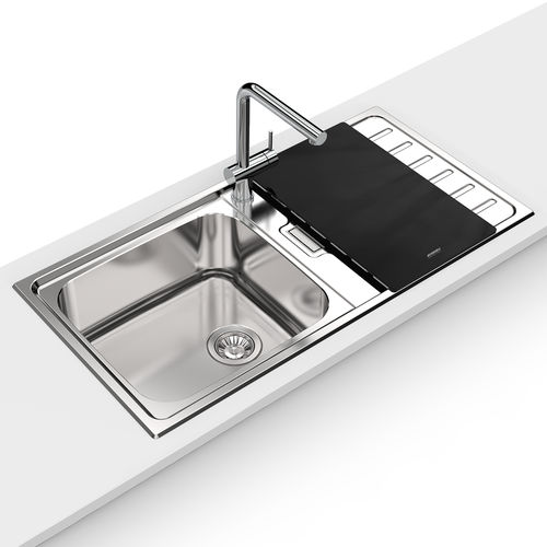 Lavello a 1 vasca - URBAN 105 - RODI HOME – kitchen sinks and accessories - con gocciolatoio / in acciaio inossidabile lucido / da incasso