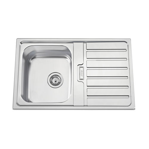 Lavello a 1 vasca - URBAN 80 - RODI HOME – kitchen sinks and accessories - con gocciolatoio / in acciaio inossidabile lucido / da incasso