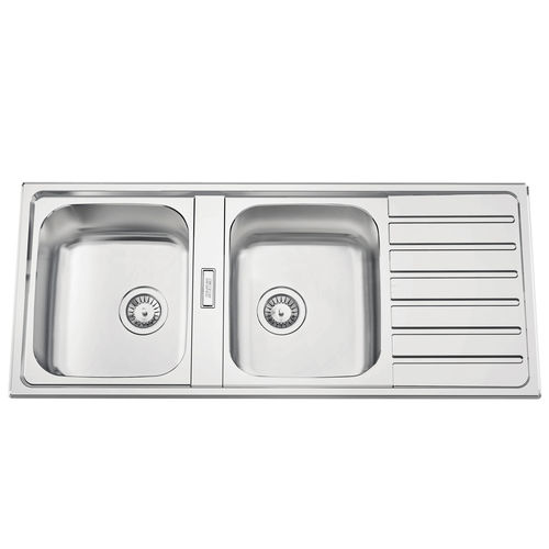 Lavello a 2 vasche - URBAN 116 - RODI HOME – kitchen sinks and accessories - con gocciolatoio / in acciaio inossidabile lucido / da incasso