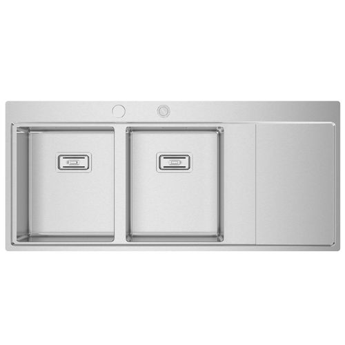 Lavello a 2 vasche - XERON 116 - RODI HOME – kitchen sinks and accessories - con gocciolatoio / in acciaio inossidabile spazzolato / da incasso