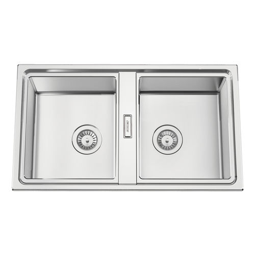 Lavello a 2 vasche - FUSION 86BB - RODI HOME – kitchen sinks and accessories - senza gocciolatoio / in acciaio inossidabile lucido / da incasso