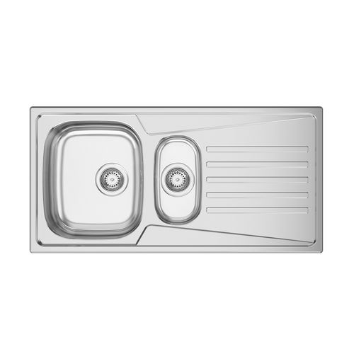 Lavello a 2 vasche - KERAN 100 - RODI HOME – kitchen sinks and accessories - con gocciolatoio / in acciaio inossidabile lucido / da incasso