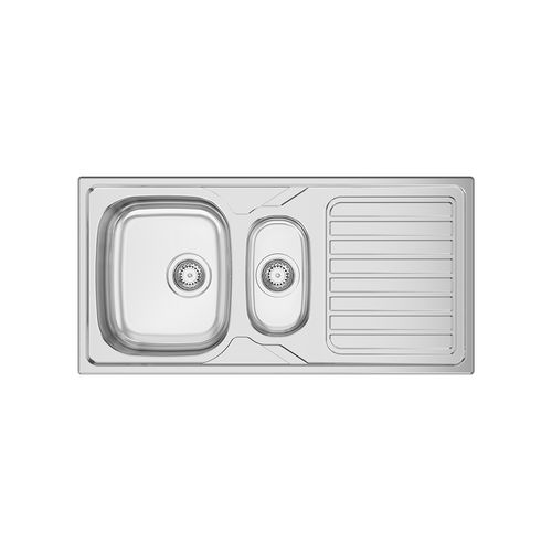 Lavello a 2 vasche - OKIO LINE 100 - RODI HOME – kitchen sinks and accessories - con gocciolatoio / in acciaio inossidabile / in acciaio inossidabile lucido