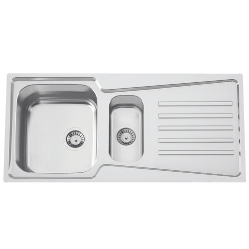 Lavello a 2 vasche - EVOLUTION 100 - RODI HOME – kitchen sinks and accessories - con gocciolatoio / in acciaio inossidabile lucido / da incasso
