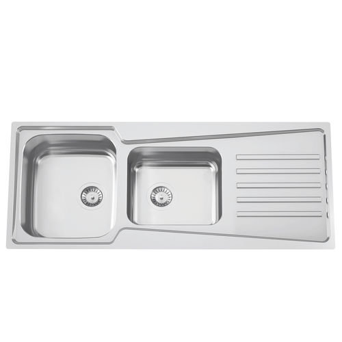 Lavello a 2 vasche - EVOLUTION 116 - RODI HOME – kitchen sinks and accessories - con gocciolatoio / in acciaio inossidabile lucido / da incasso