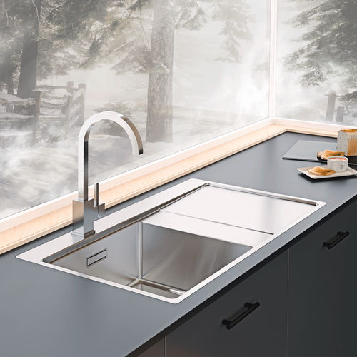 Lavello a 1 vasca - XERON 86 - RODI HOME – kitchen sinks and accessories - con gocciolatoio / in acciaio inossidabile spazzolato / da incasso