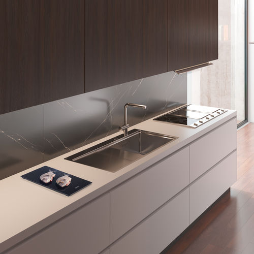 Lavello a 1 vasca - XERON 105 - RODI HOME – kitchen sinks and accessories - con gocciolatoio / in acciaio inossidabile spazzolato / da incasso