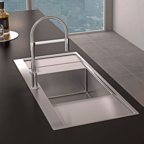 Lavello a 1 vasca - XERON B 50 - RODI HOME – kitchen sinks and accessories - con gocciolatoio / in acciaio inossidabile spazzolato / da incasso