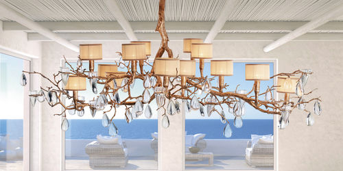 Lampadario classico - RAINFALL L - Serip - in cristallo / in bronzo / in tessuto
