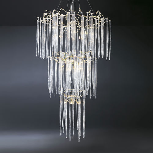 Lampadario contemporaneo - CASCADE TRIPLE - Serip - in vetro / in cristallo / in bronzo