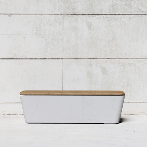 Panca per spazi pubblici design minimalista - SMOOTH 592.W - SIT Urban Design - in legno massiccio / in calcestruzzo / senza schienale