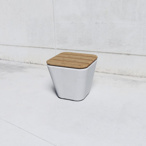Sgabello design minimalista - SMOOTH: 593.W - SIT Urban Design - in legno massiccio / con supporto in calcestruzzo / con base centrale
