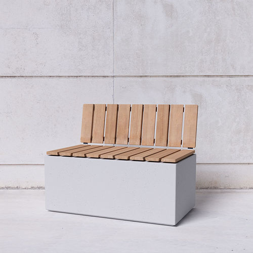 Panca per spazi pubblici contemporanea - Box to Box 112 WB - SIT Urban Design - in legno / in calcestruzzo / con schienale